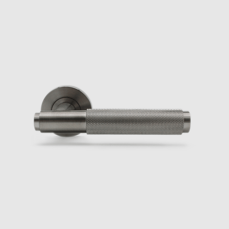 Knurled Brushed Nickel Stainless Steel Door Handle detail
