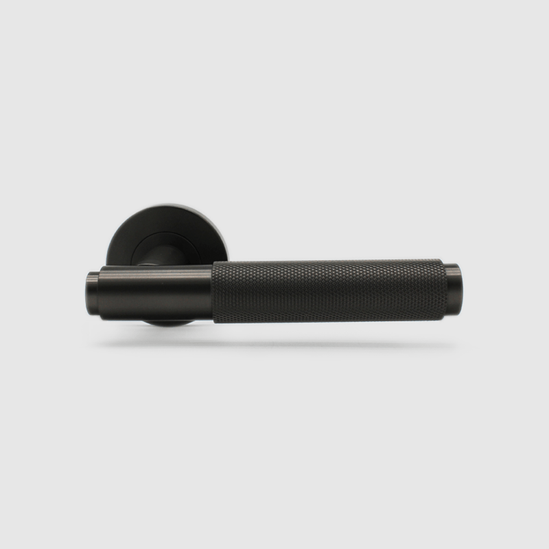 Knurled Gunmetal Stainless Steel Door Handle detail