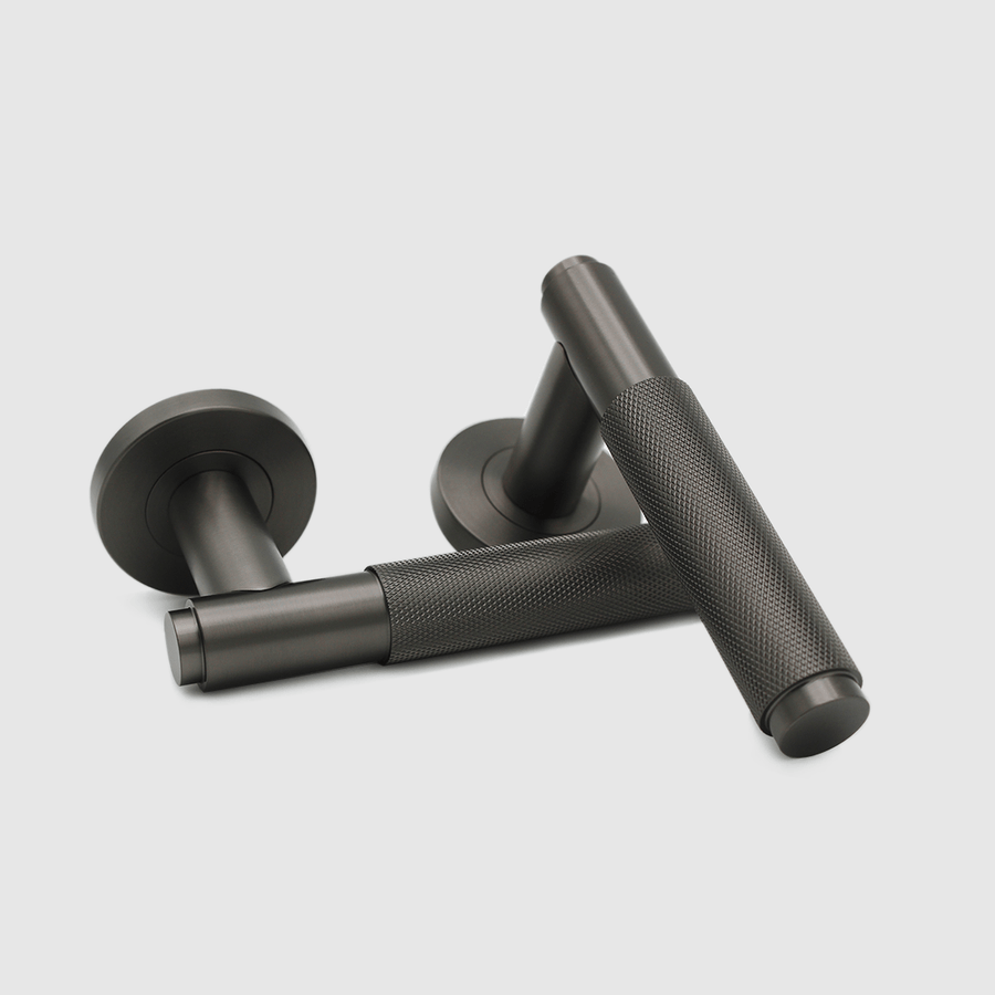 Knurled Gunmetal Door Handle - Zephra - Door HandleKN - DH - GM