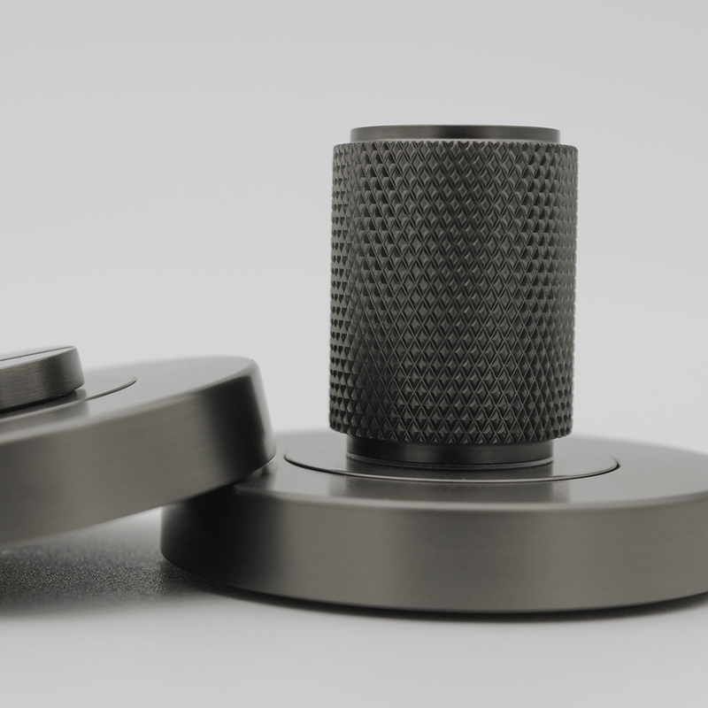 Knurled Gunmetal Privacy Turnsnib Lock detail