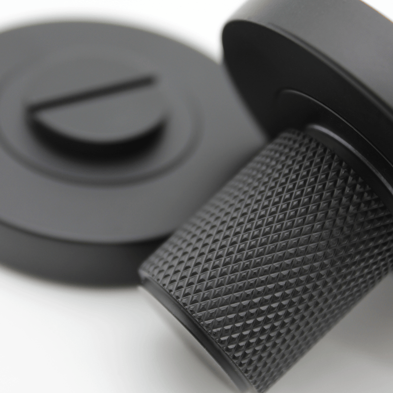 Knurled Matte Black Privacy Turnsnib Lock detail