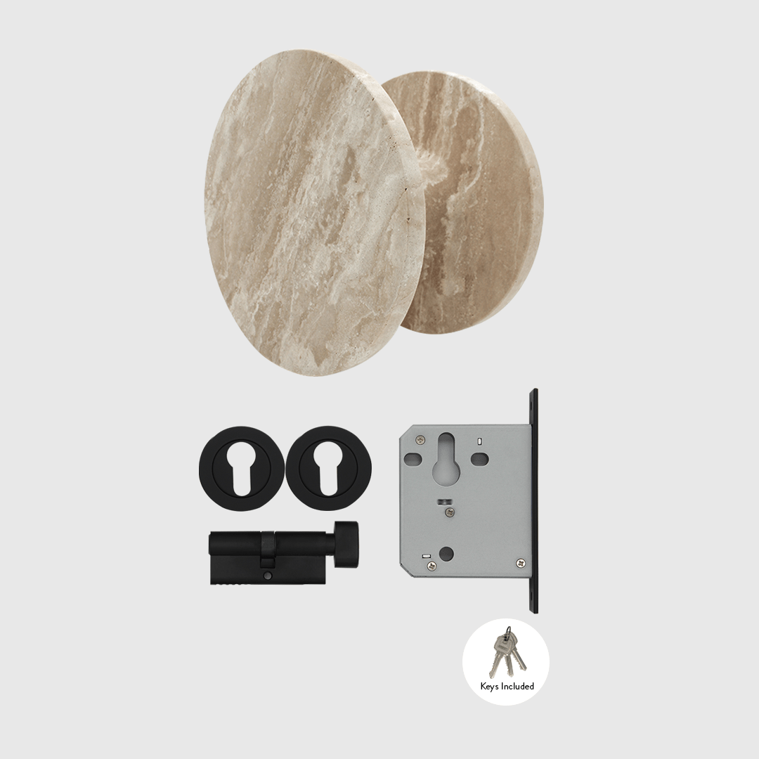 Matte Black & Travertine Entry Door Package - Zephra - PKENTRY-MB-TV