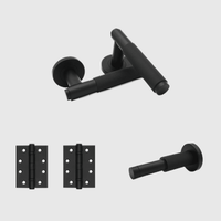 Passage Knurled Matte Black Door Handle Package - Zephra - PKPASSAGE-KN-MB