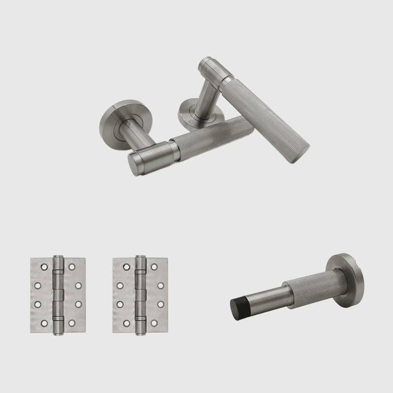 Passage Linear Brushed Nickel Door Handle Package