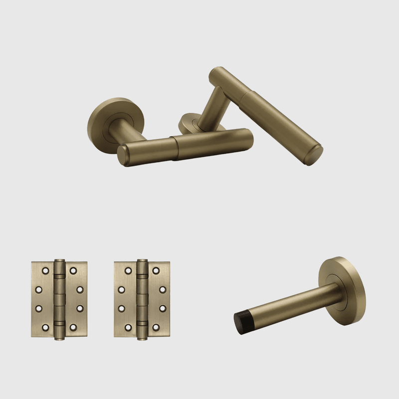 Passage Luma Brushed Gold Door Handle Package