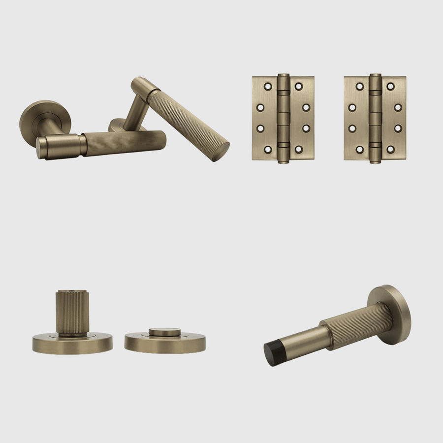 Privacy Linear Brushed Gold Door Handle Package - Zephra - PKPRIVACY-LIN-BG