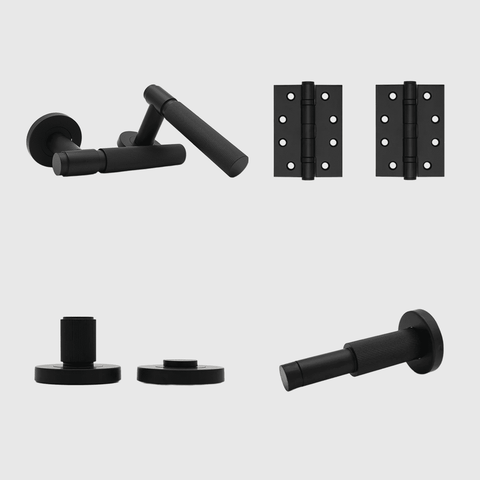 Privacy Linear Matte Black Door Handle Package