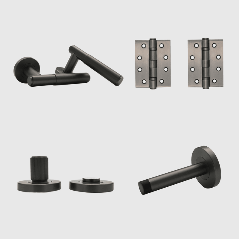 Privacy Luma Gunmetal Door Handle Package
