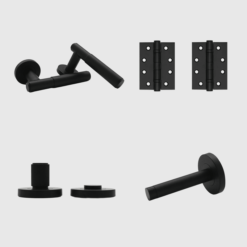 Privacy Luma Matte Black Door Handle Package