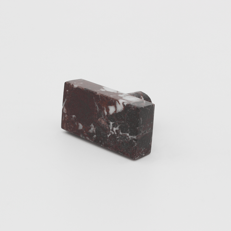 Rosso Levanto Stone Rectangular Cabinet Knob detail