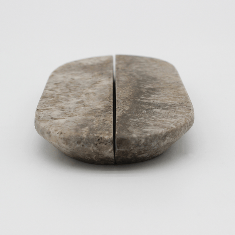 Silver Travertine Stone Cabinet Pull Handle 160mm (Pair) detail