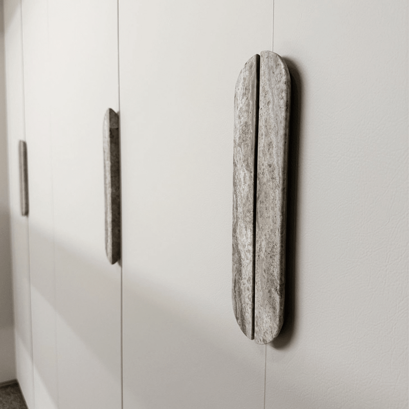 Silver Travertine Stone Cabinet Pull Handle 320mm (Pair) detail