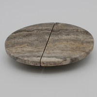 Silver Travertine Circular Cabinet Pull 160mm (Sold as Pair) - Zephra - Cabinet HandleST-CCP-160-STV