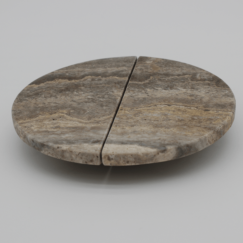 Silver Travertine Stone Circular Cabinet Pull Handle 160mm (Pair) detail