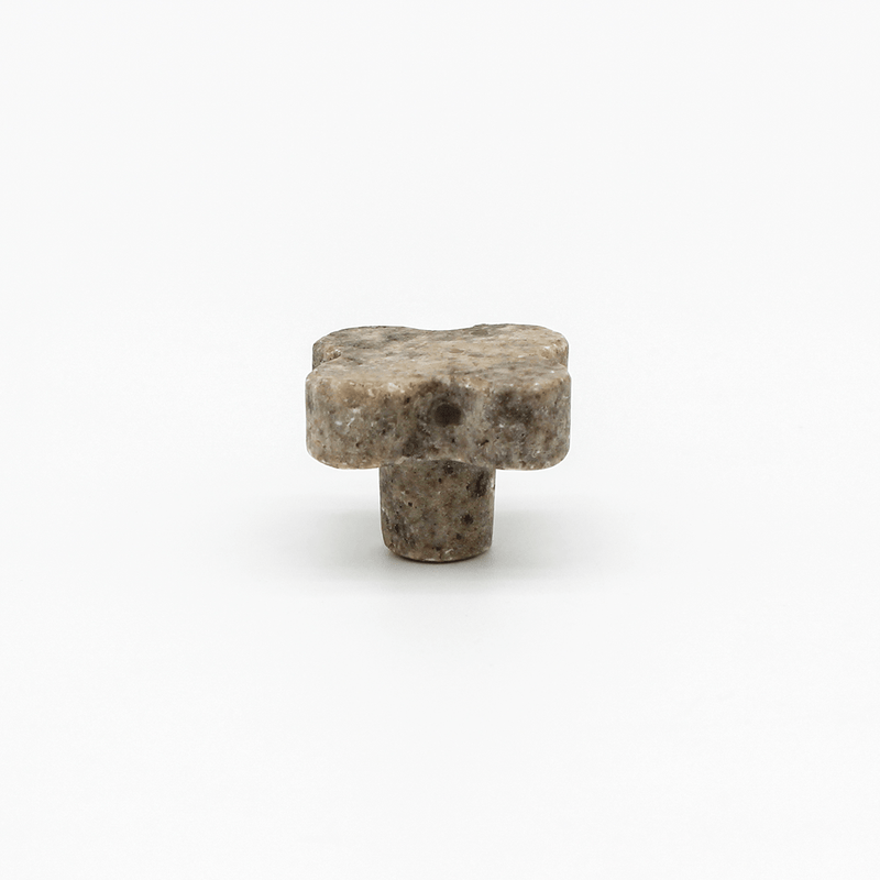 Silver Travertine Stone Clover Shower Screen Knob detail