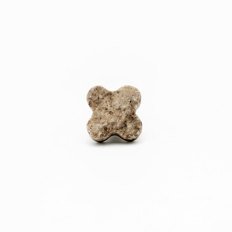 Silver Travertine Stone Clover Cabinet Knob detail
