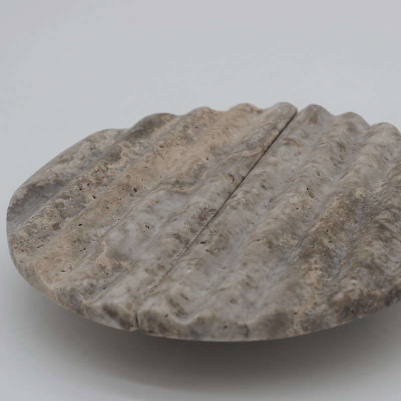 Silver Travertine Stone Fluted Circular Cabinet Handle 160mm (Pair) detail