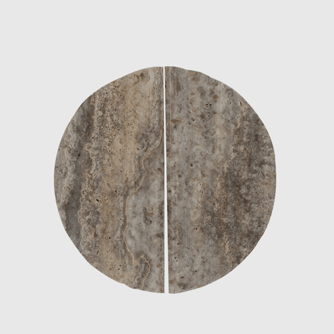 Silver Travertine Stone Fluted Circular Cabinet Handle 160mm (Pair)