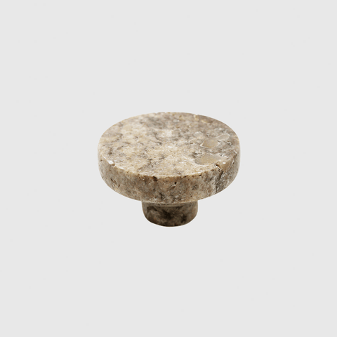Silver Travertine Stone Round Cabinet Knob