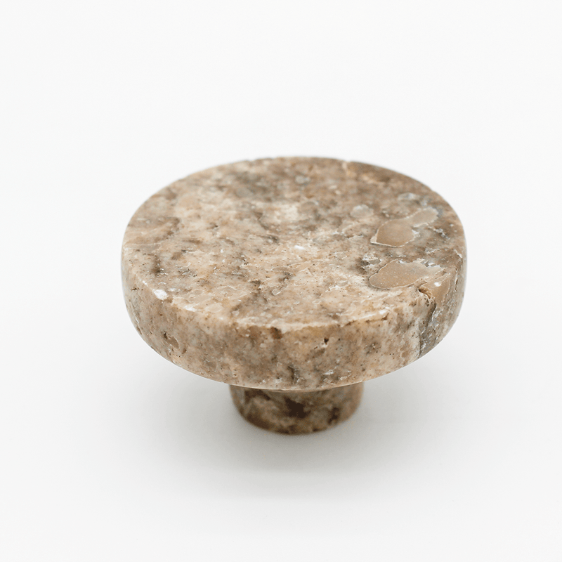 Silver Travertine Stone Round Shower Screen Knob detail