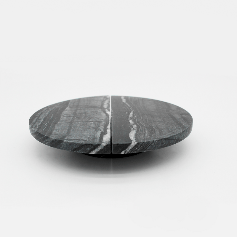 Silver Wave Marble Circular Cabinet Pull Handle 160mm (Pair) detail