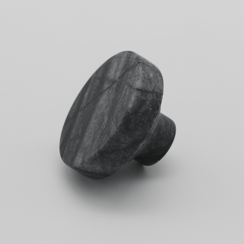 Silver Wave Marble Round Cabinet Knob detail