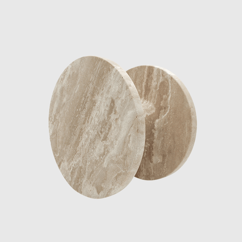 Travertine Stone Circular Front Door Pull Handle 200mm (Pair)
