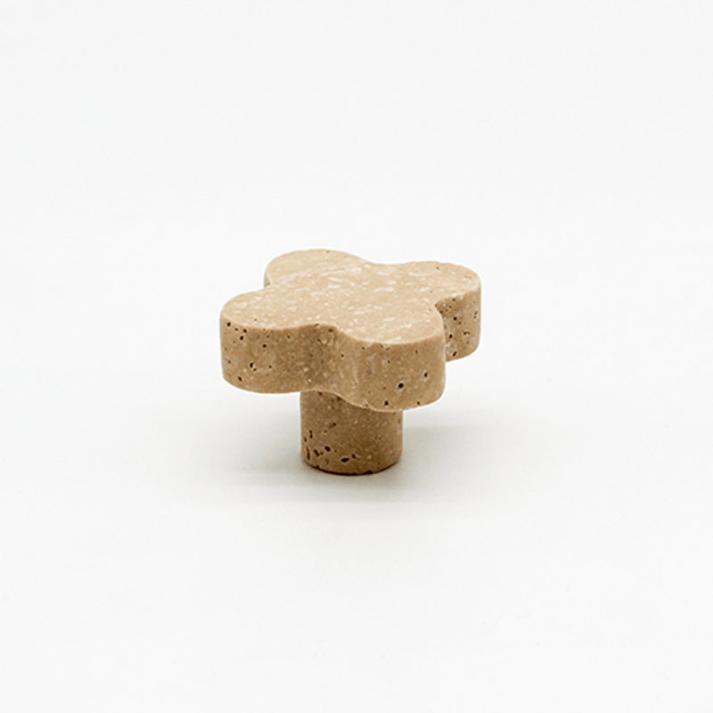 Travertine Stone Clover Shower Screen Knob detail