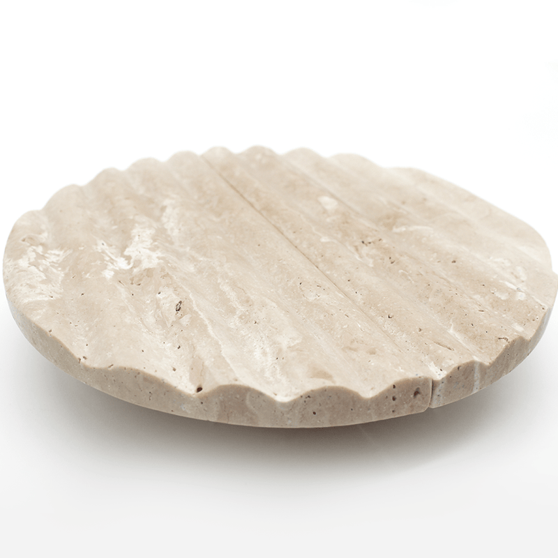 Travertine Stone Fluted Circular Cabinet Pull Handle 160mm (Pair) detail