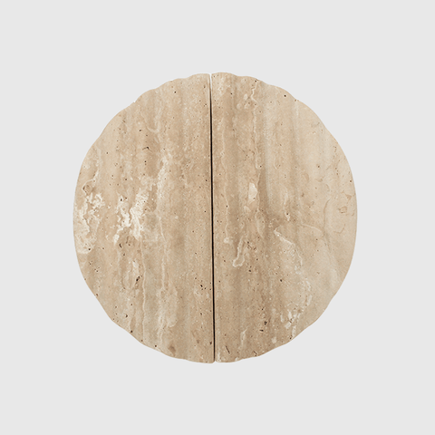 Travertine Stone Fluted Circular Cabinet Pull Handle 160mm (Pair)