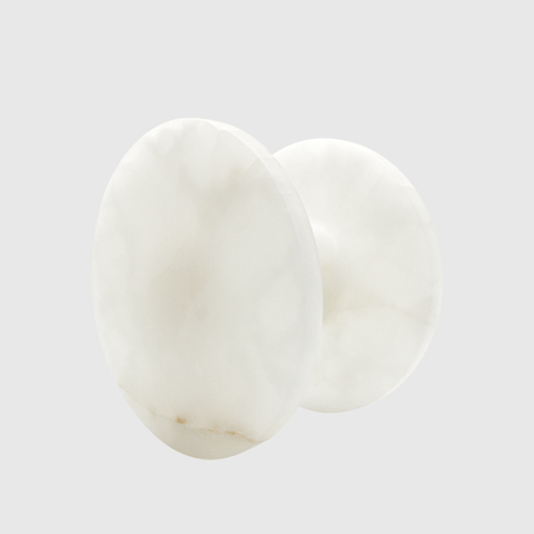White Onyx Circular Front Door Pull Handle 200mm (Pair)