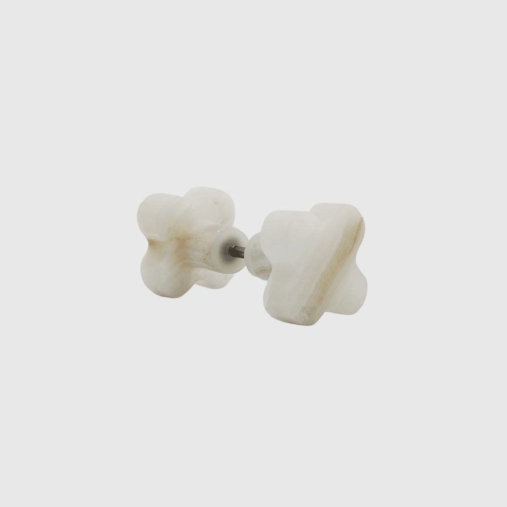 White Onyx Clover Shower Screen Knob - Zephra - SHOWER SCREEN KNOBSST-SCCL-WO